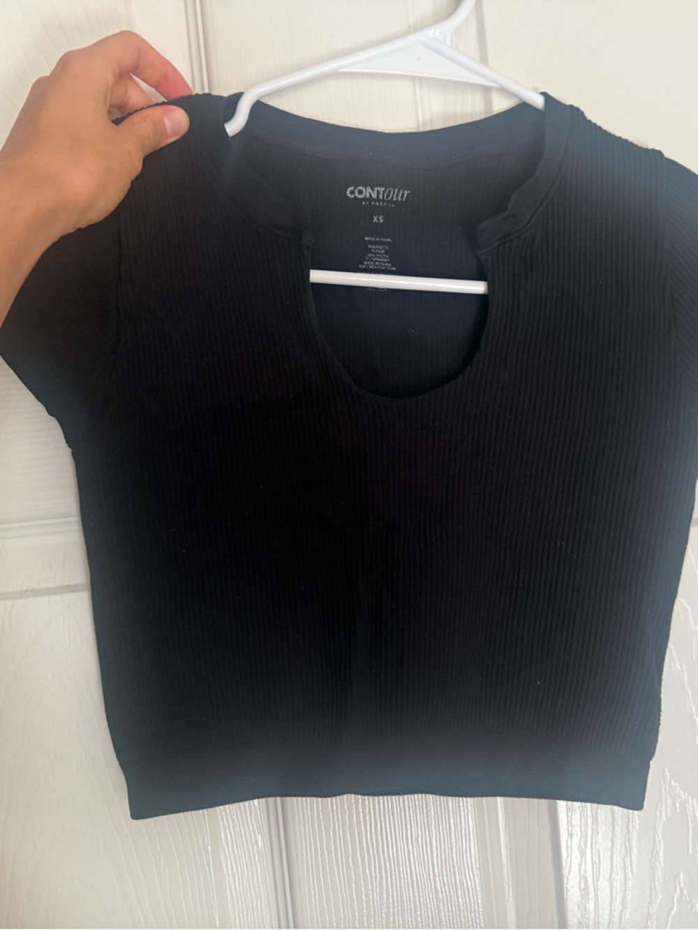 Contour by pacsun Ribbed Black cropped Short Sleeve Top - XS